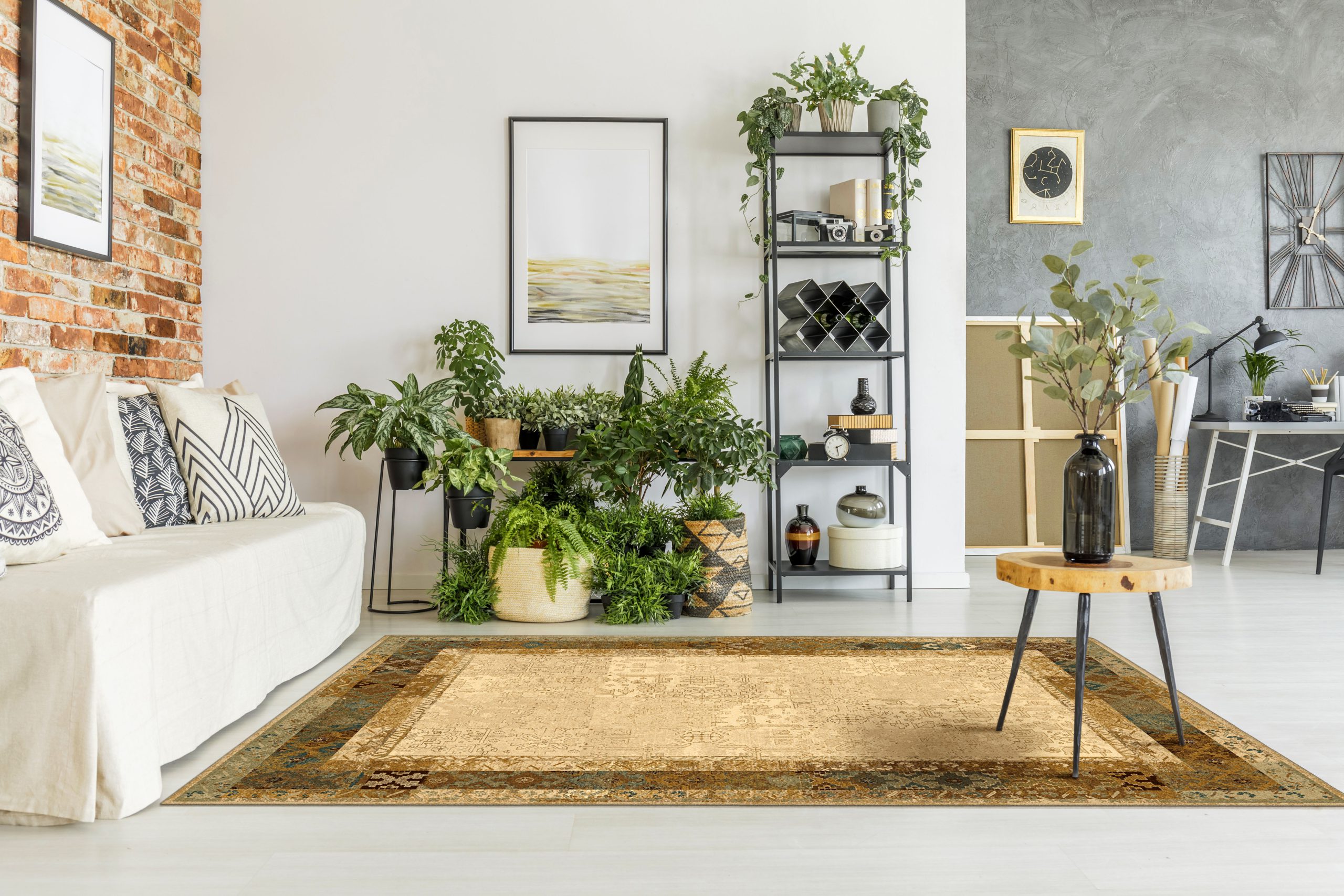 Painting in bright living room